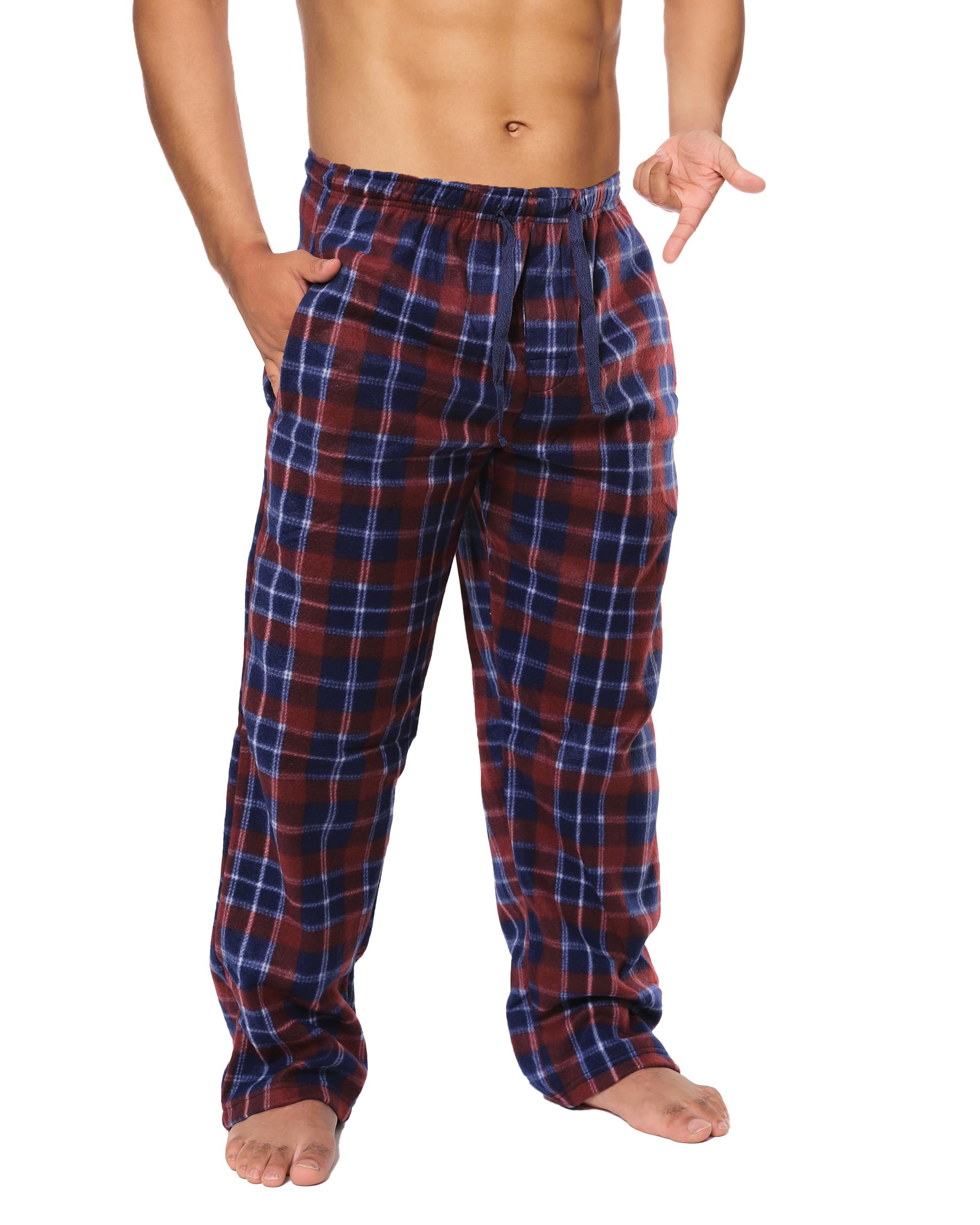 Mens Fleece Pajama Pant Plaid Single