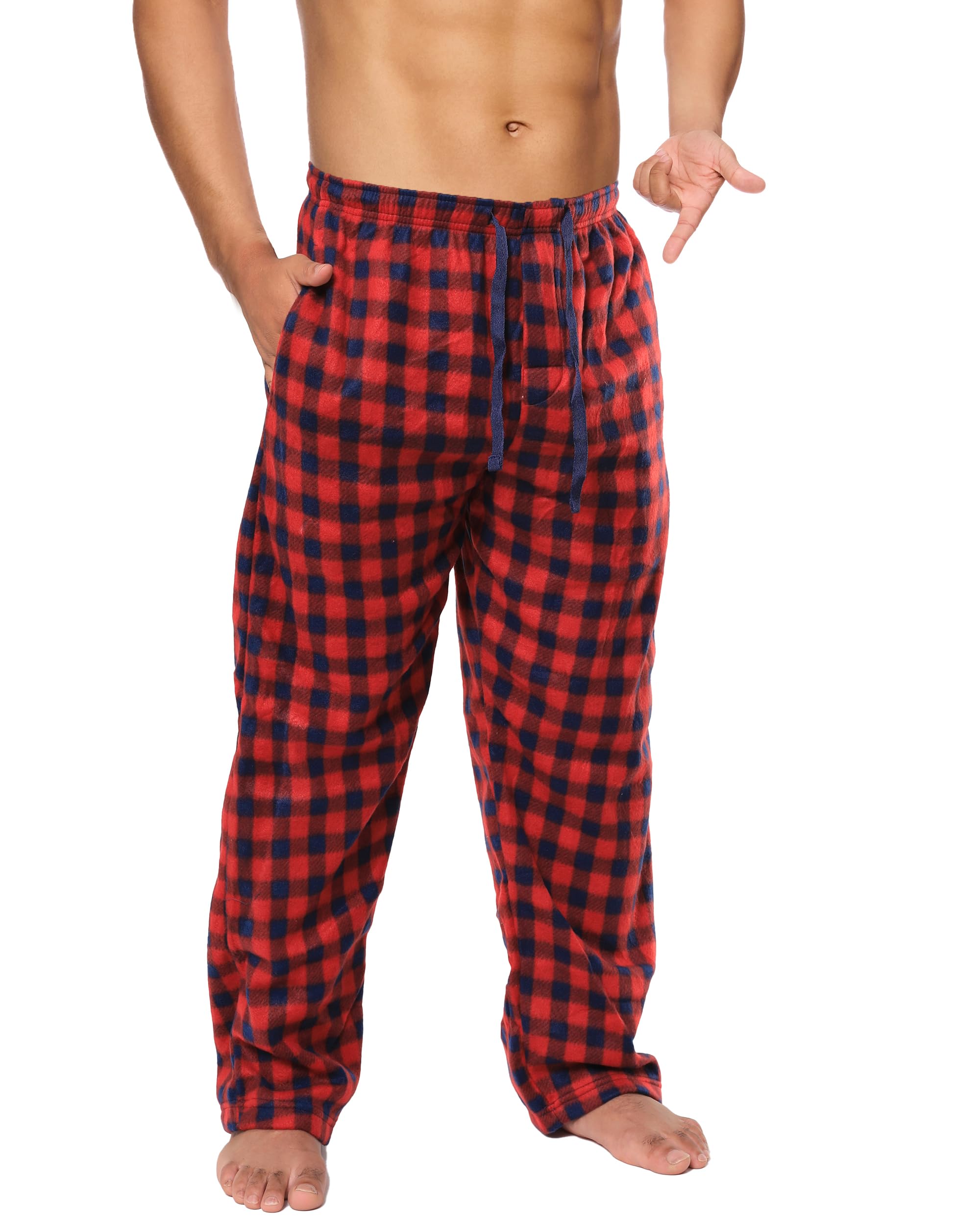 Mens Fleece Pajama Pant Plaid Single