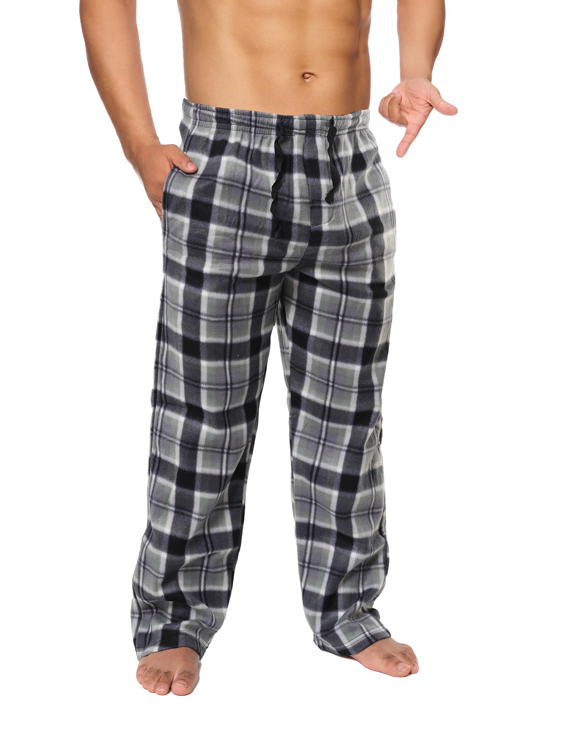 Mens Fleece Pajama Pant Plaid Single