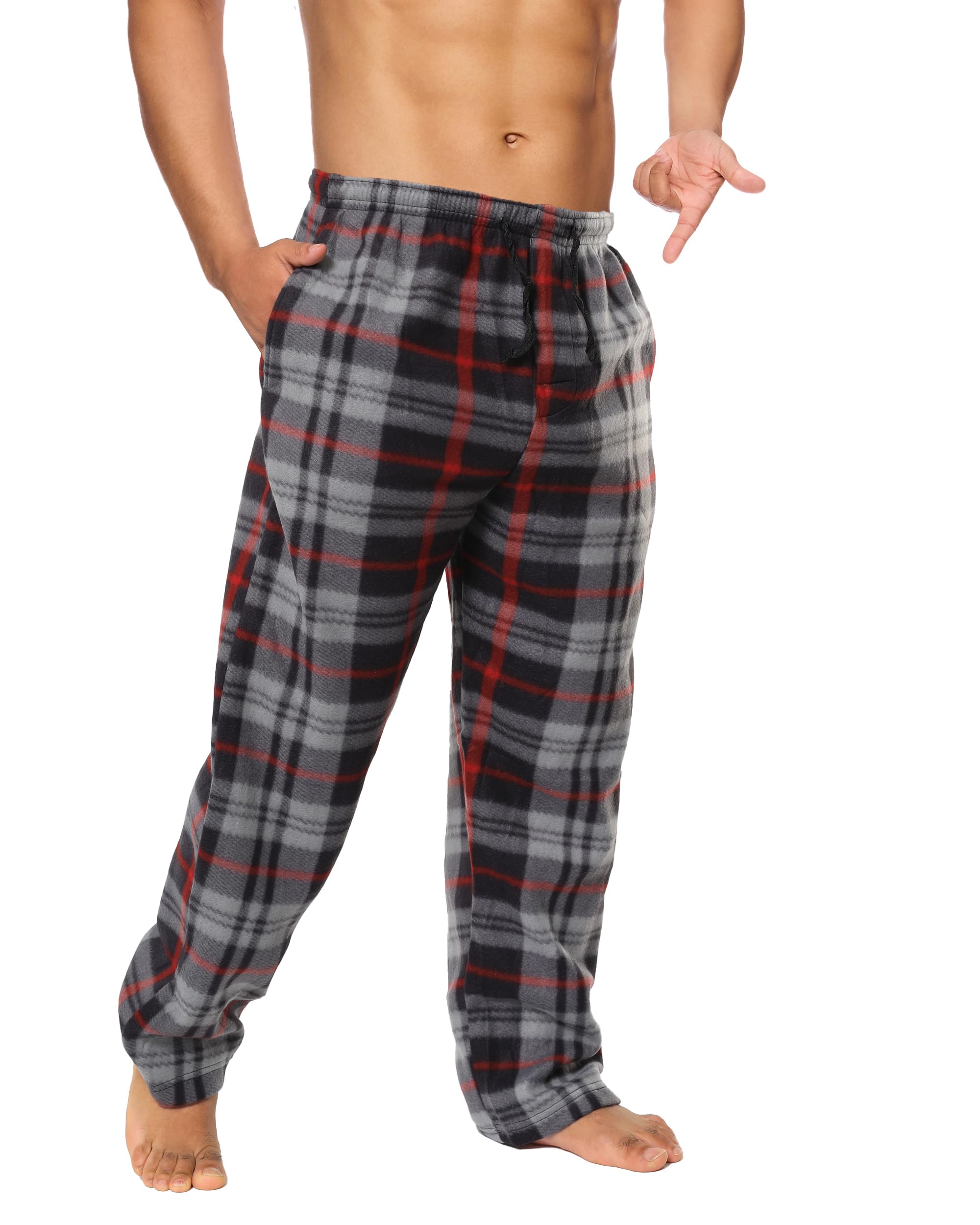 Mens Fleece Pajama Pant Plaid Single