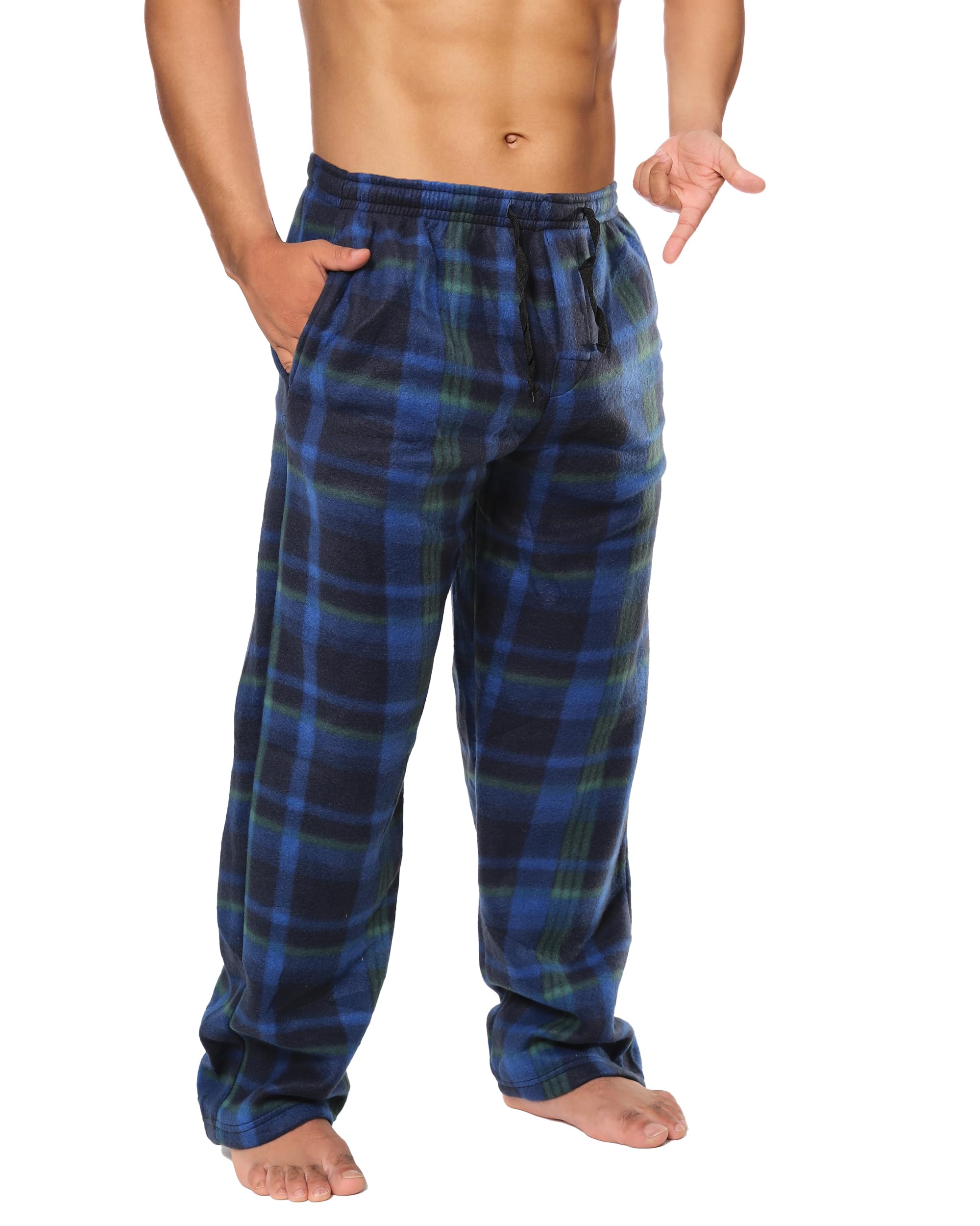 Mens Fleece Pajama Pant Plaid Single