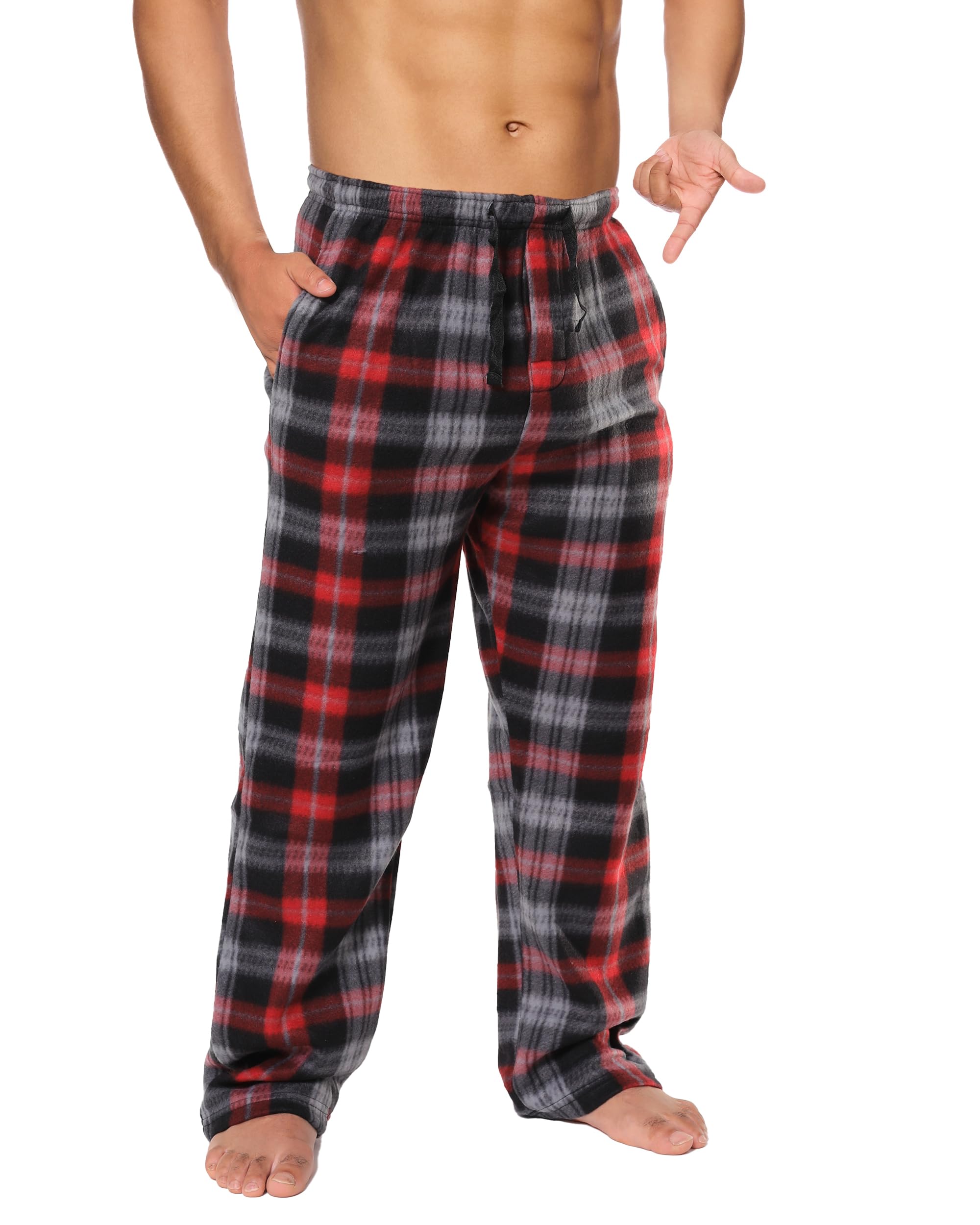 Mens Fleece Pajama Pant Plaid Single