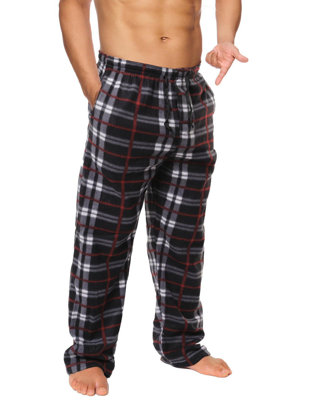 Mens Fleece Pajama Pant Plaid Single