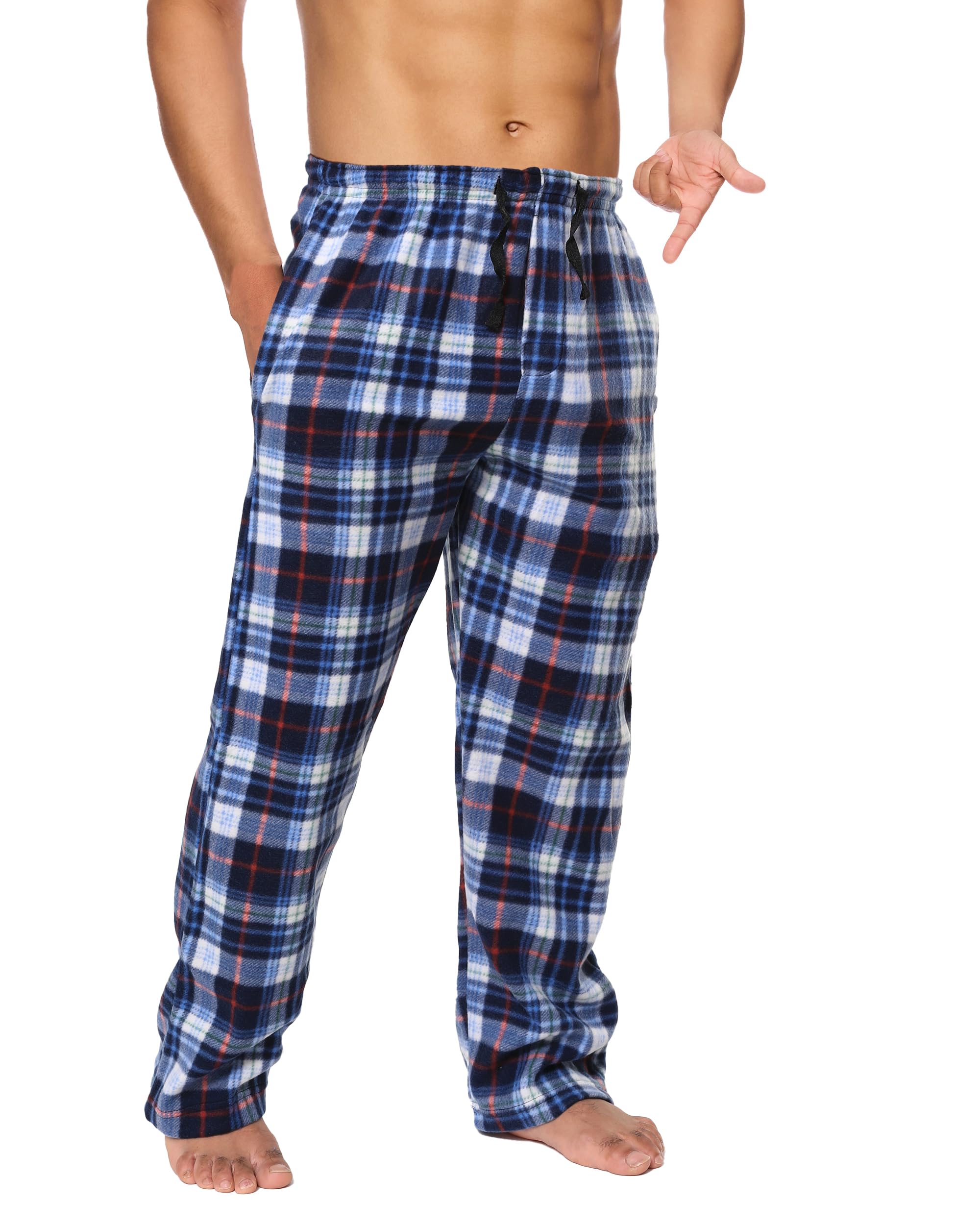 Mens Fleece Pajama Pant Plaid Single