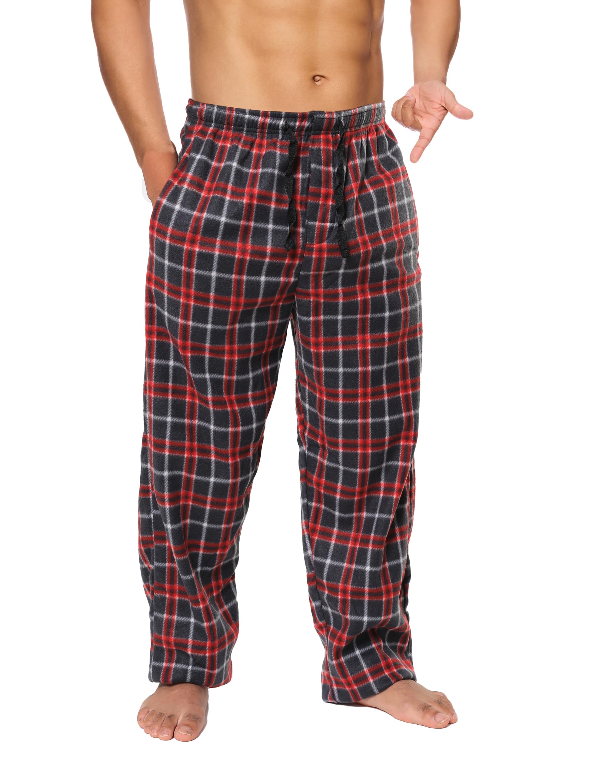 Mens Fleece Pajama Pant Plaid Single