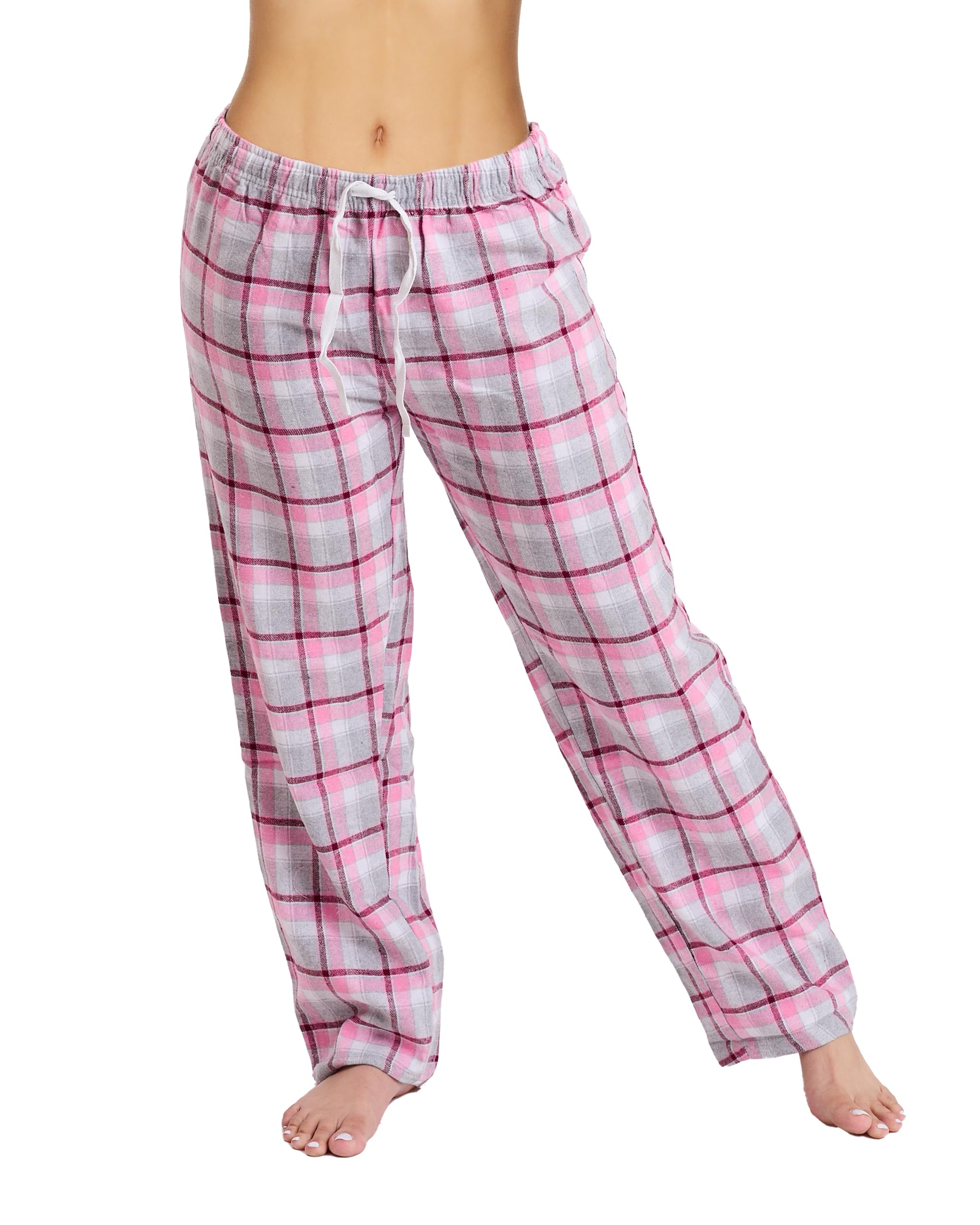 Womens Cotton Flannel Pajama Pants Plaid Single