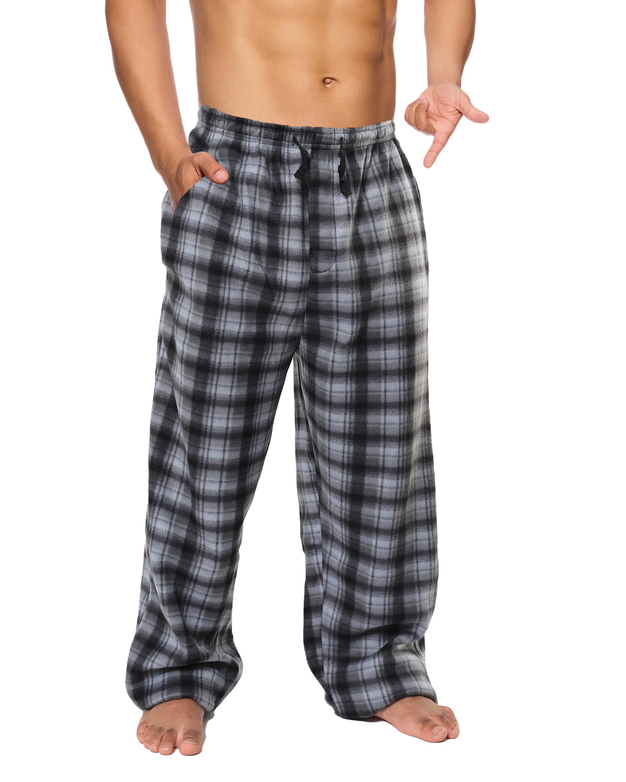 Mens Fleece Pajama Pant Plaid Single