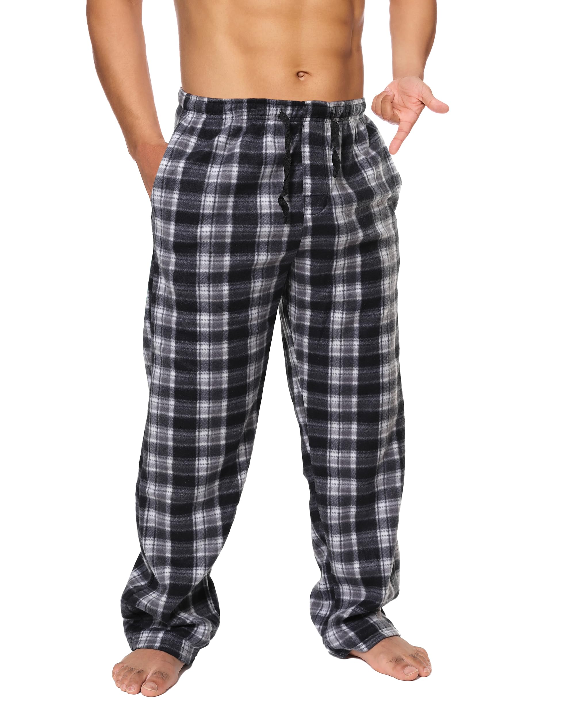 Mens Fleece Pajama Pant Plaid Single