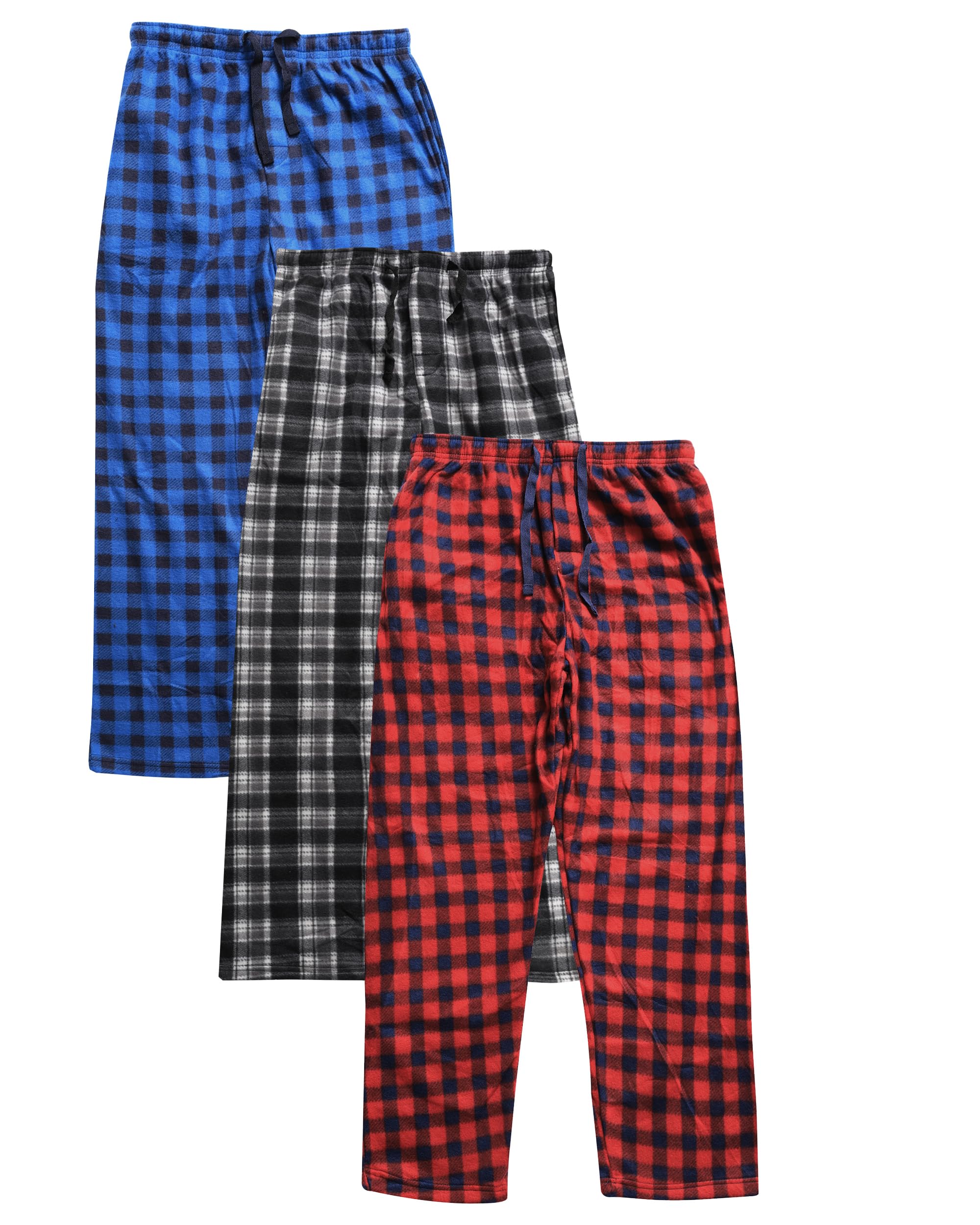Mens Fleece Pajama Pant Plaid 3Pack