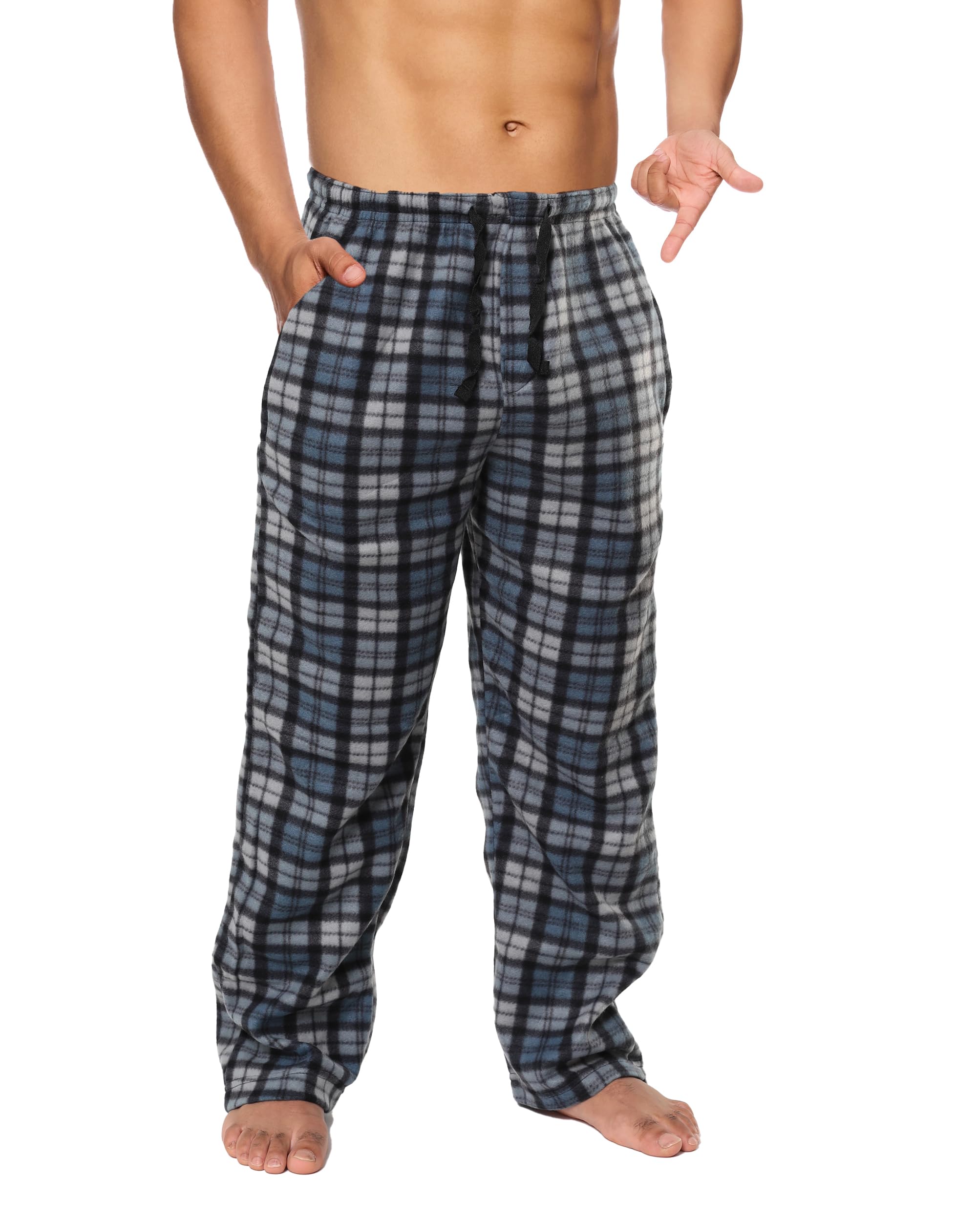 Mens Fleece Pajama Pant Plaid Single