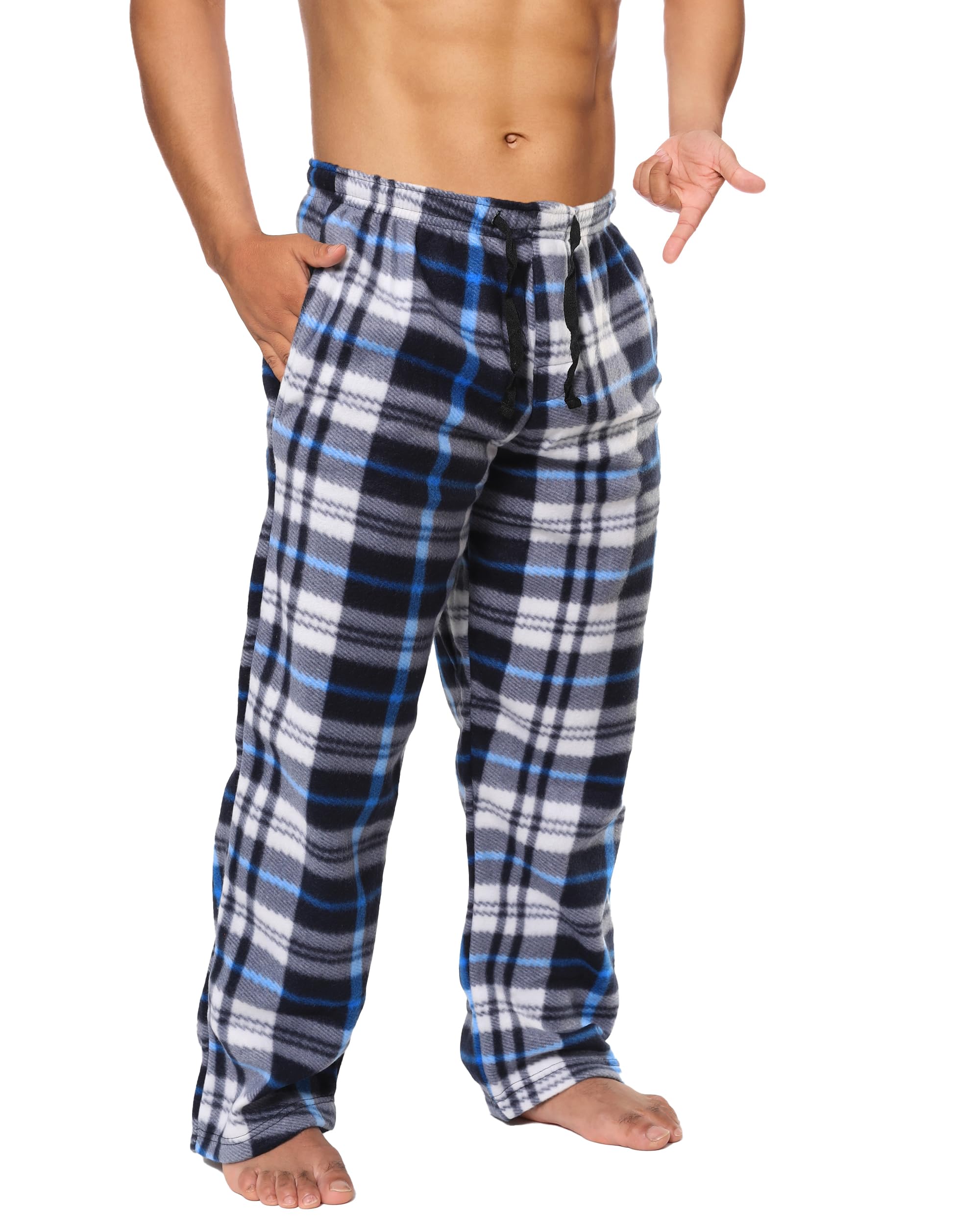Mens Fleece Pajama Pant Plaid Single