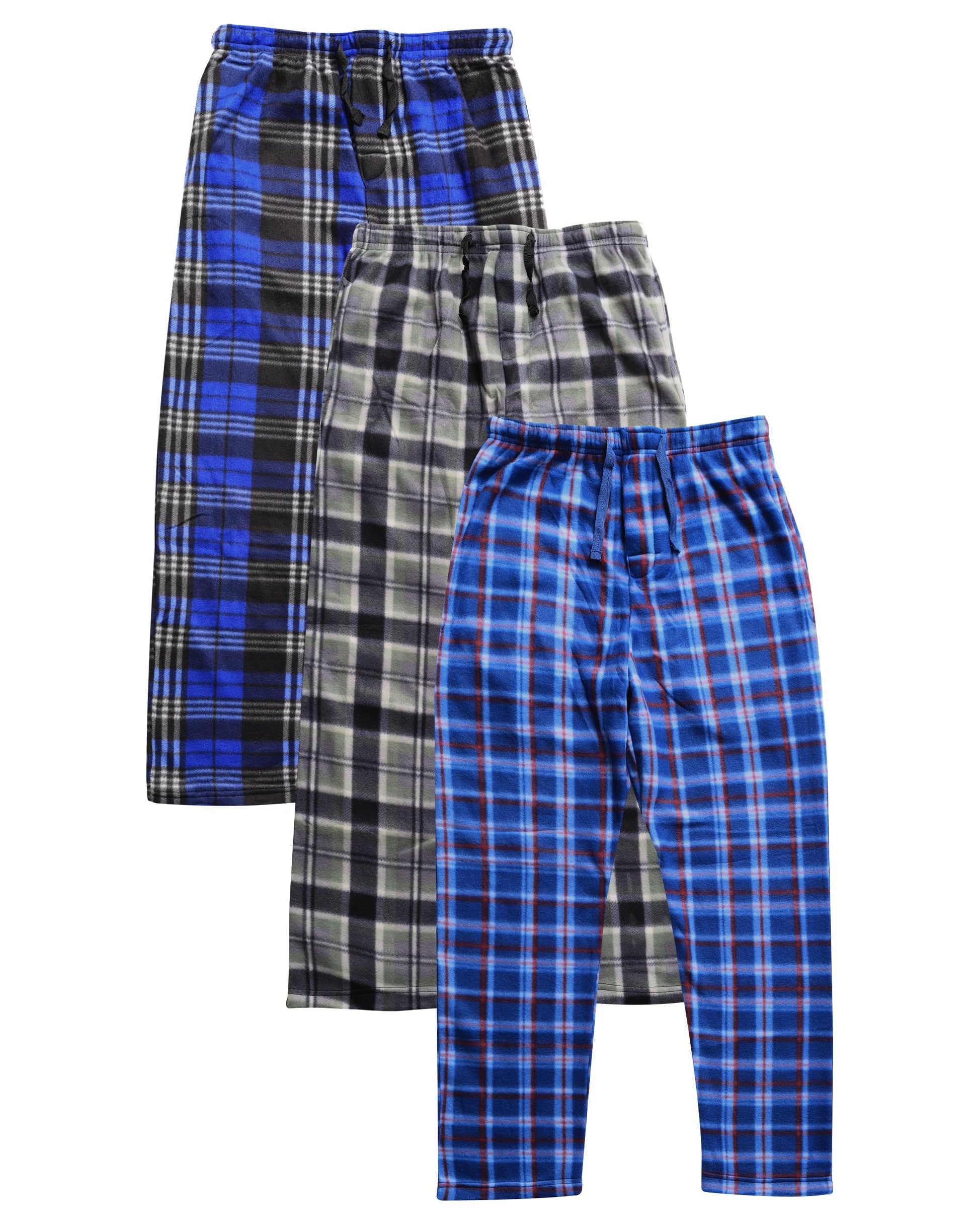 Mens Fleece Pajama Pant Plaid 3Pack