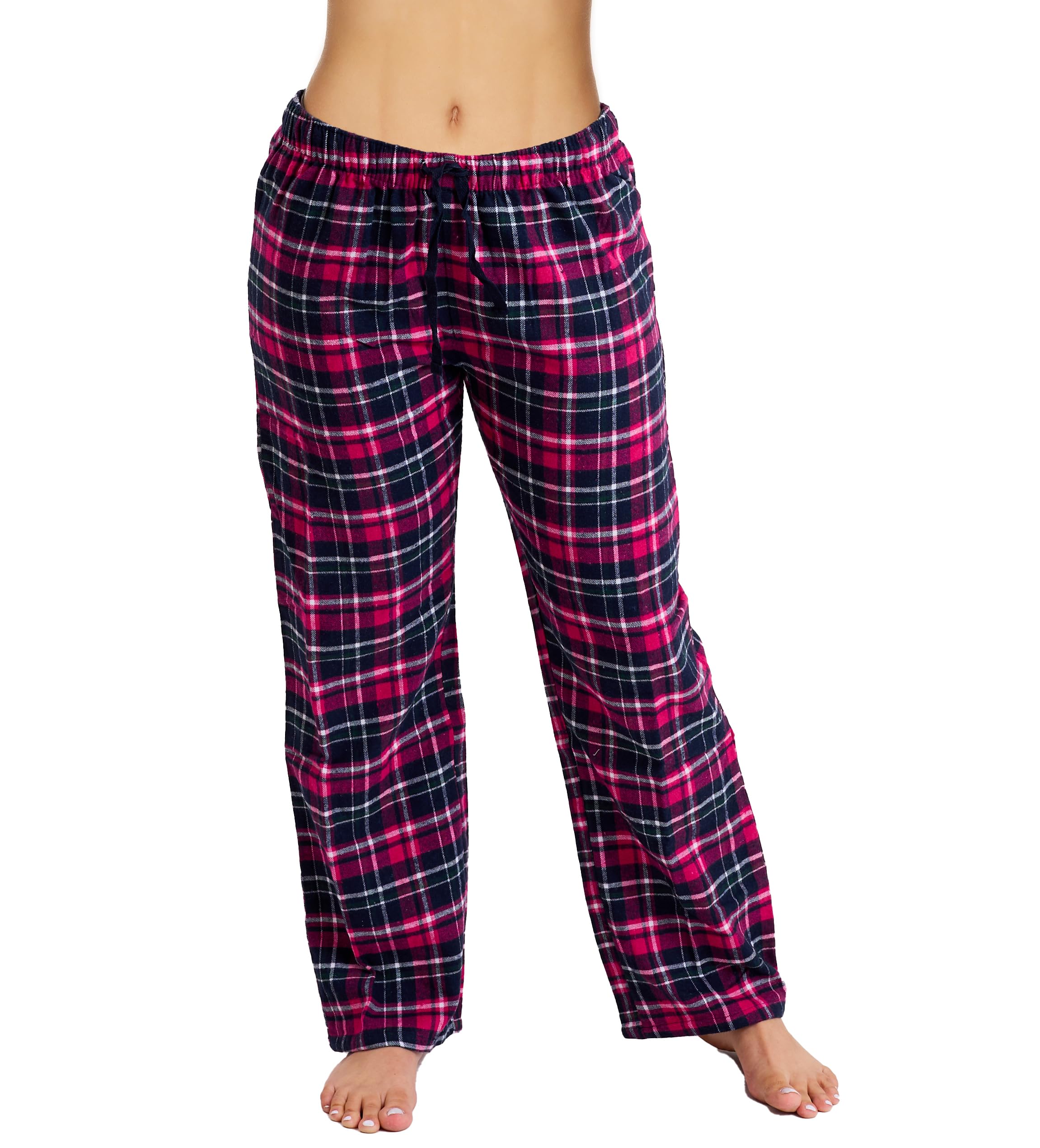 Womens Cotton Flannel Pajama Pants Plaid Single