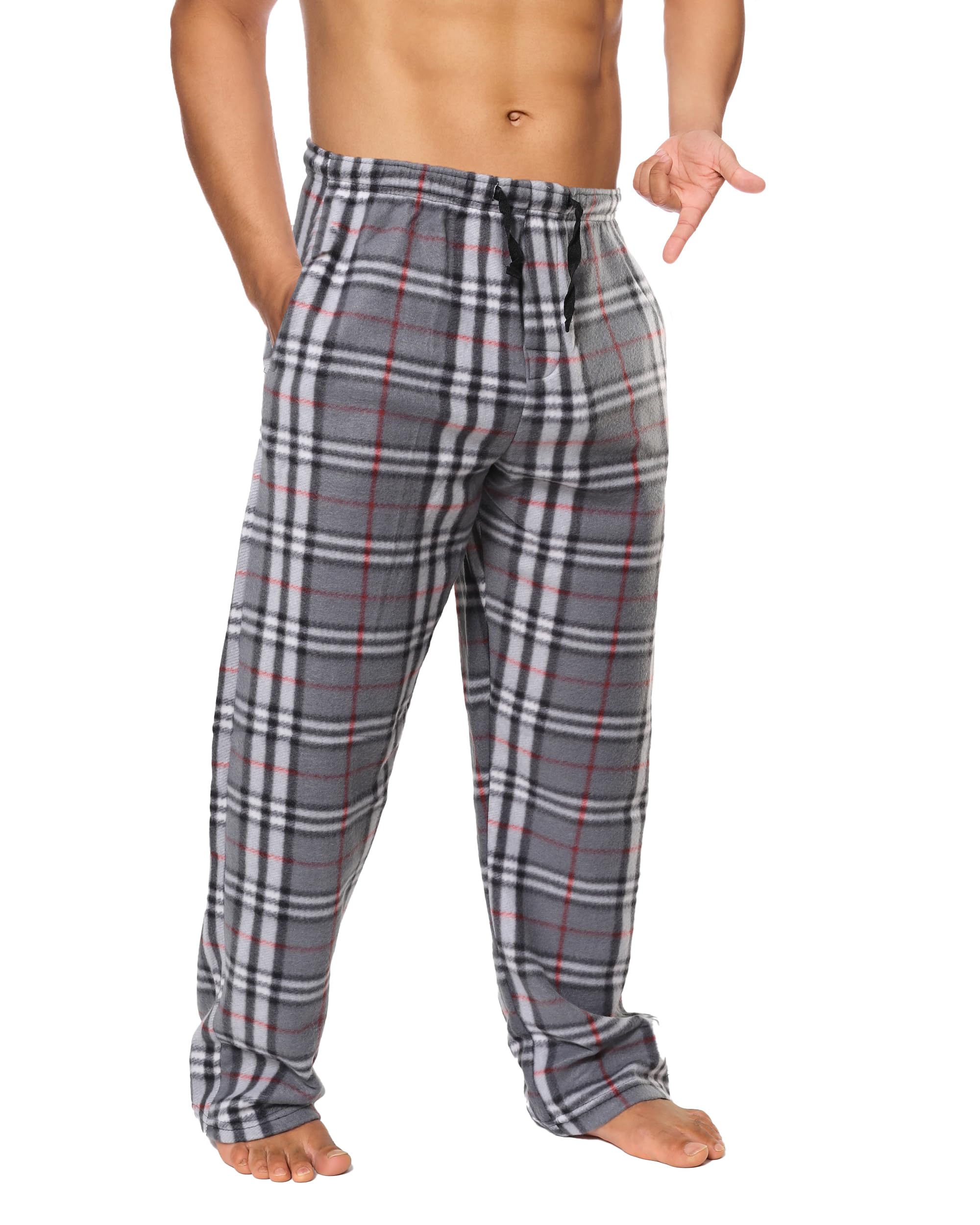 Mens Fleece Pajama Pant Plaid Single