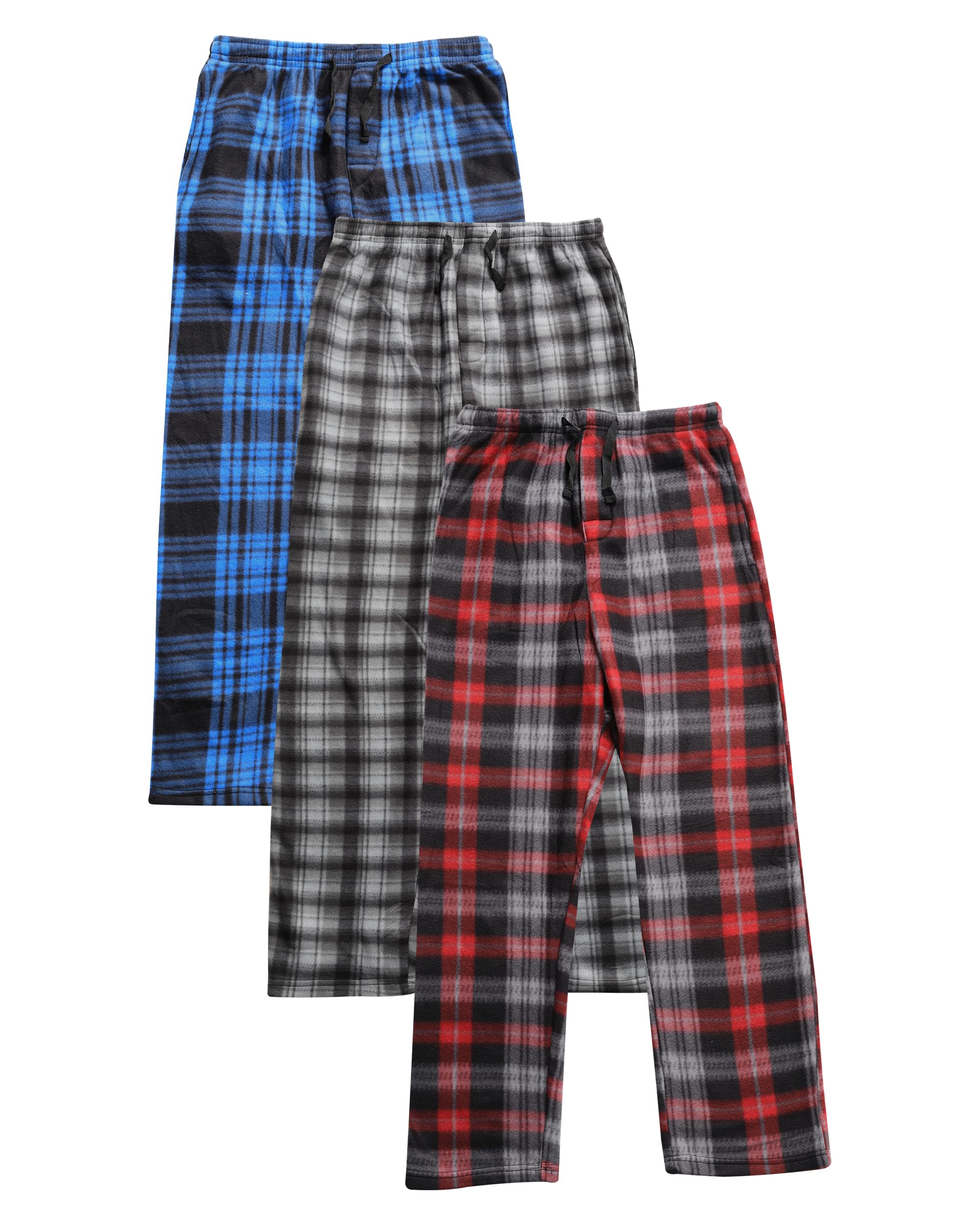 Mens Fleece Pajama Pant Plaid 3Pack