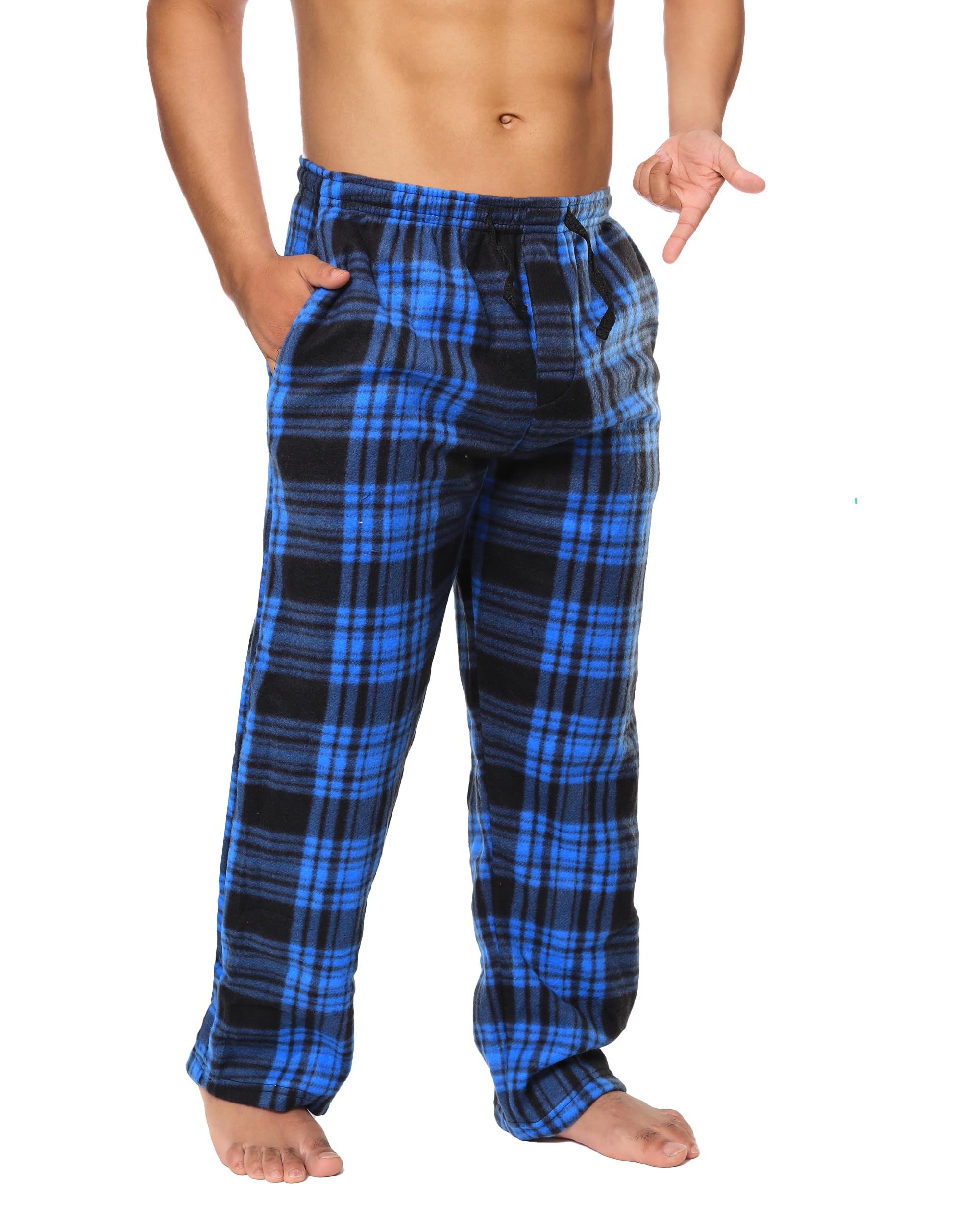 Mens Fleece Pajama Pant Plaid Single