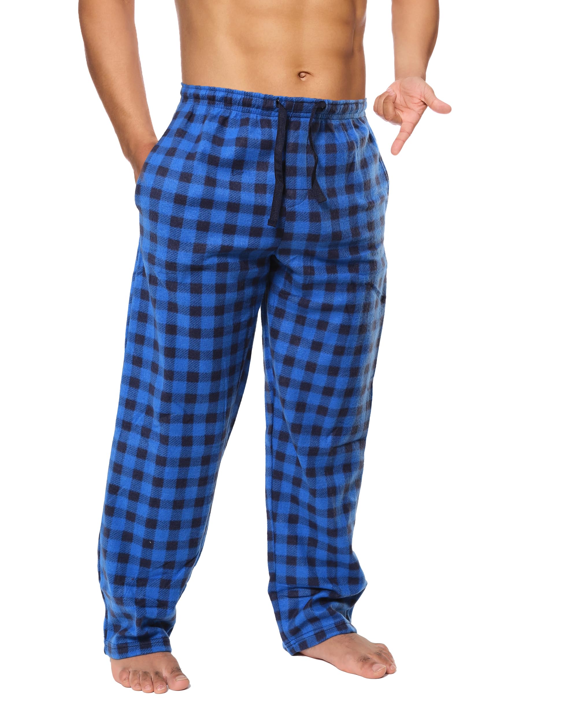 Mens Fleece Pajama Pant Plaid Single