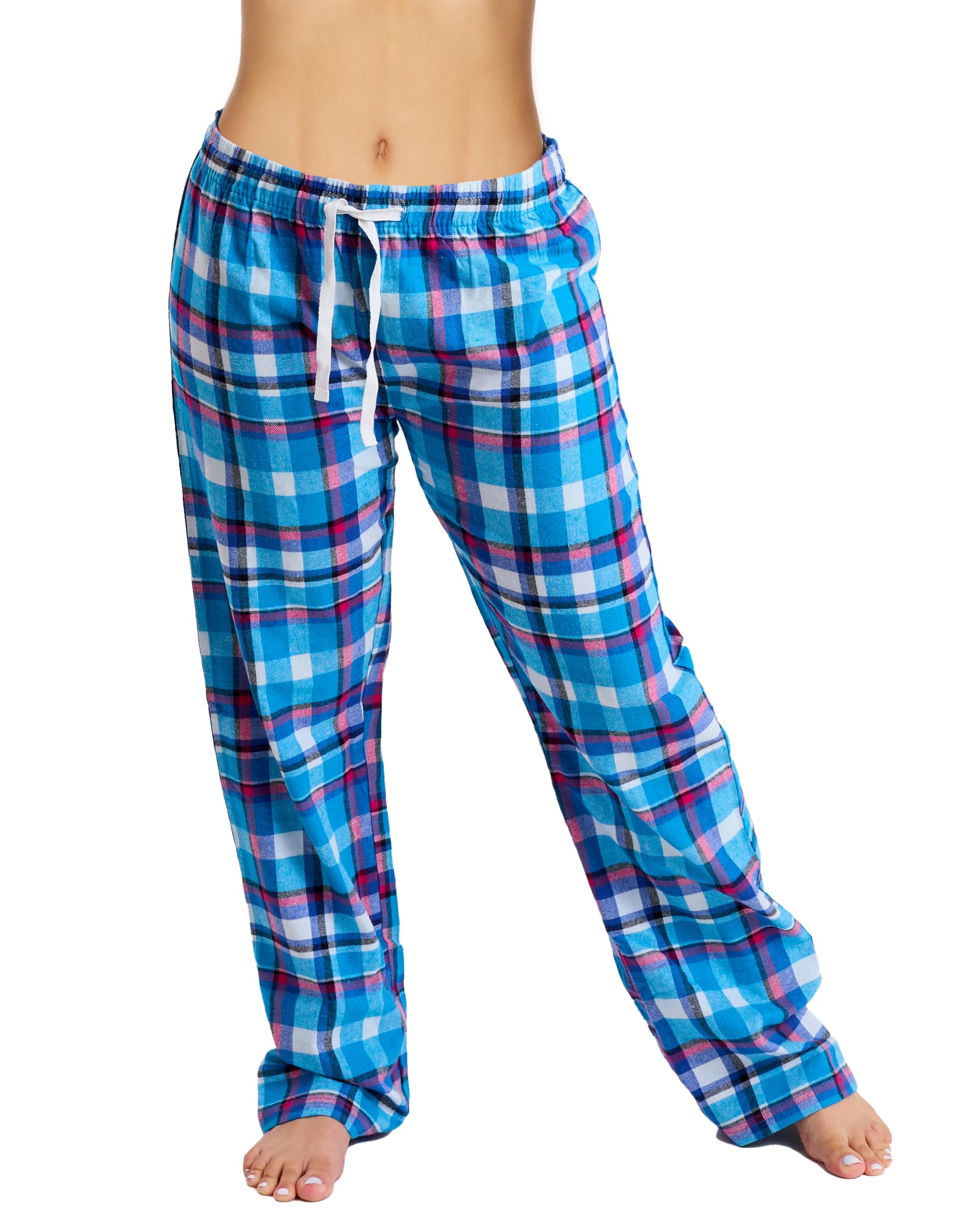Womens Cotton Flannel Pajama Pants Plaid Single