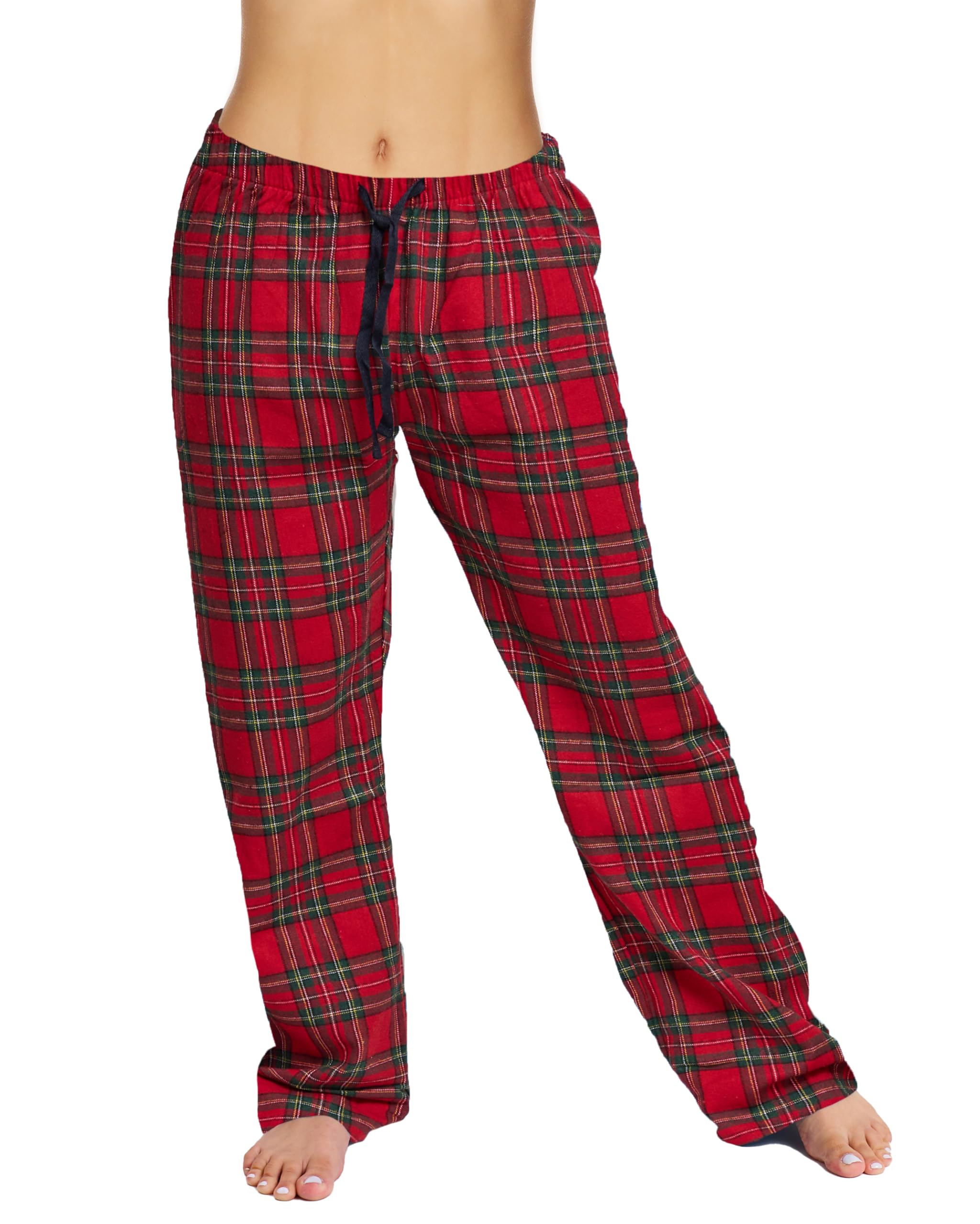 Womens Cotton Flannel Pajama Pants Plaid Single