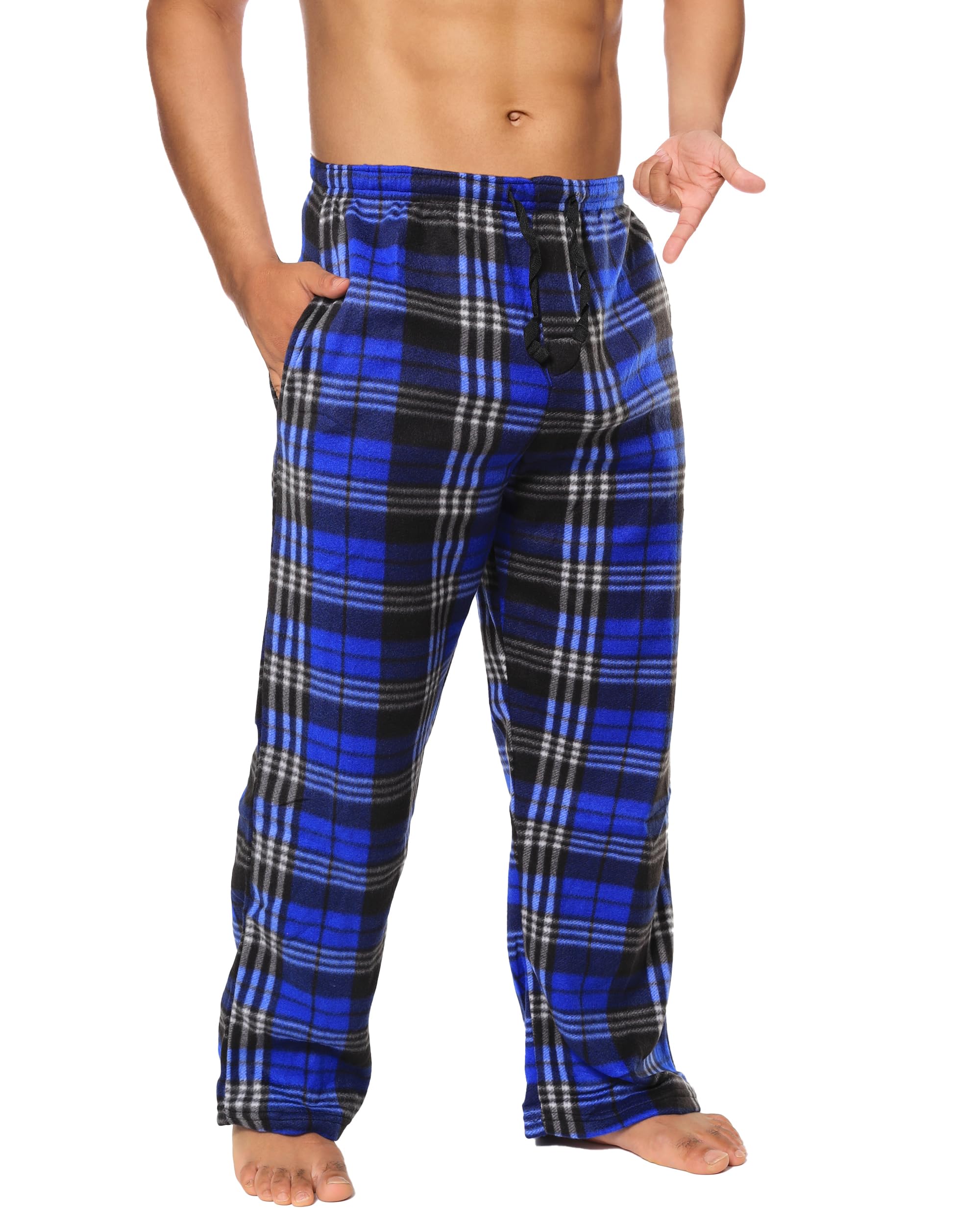 Mens Fleece Pajama Pant Plaid Single