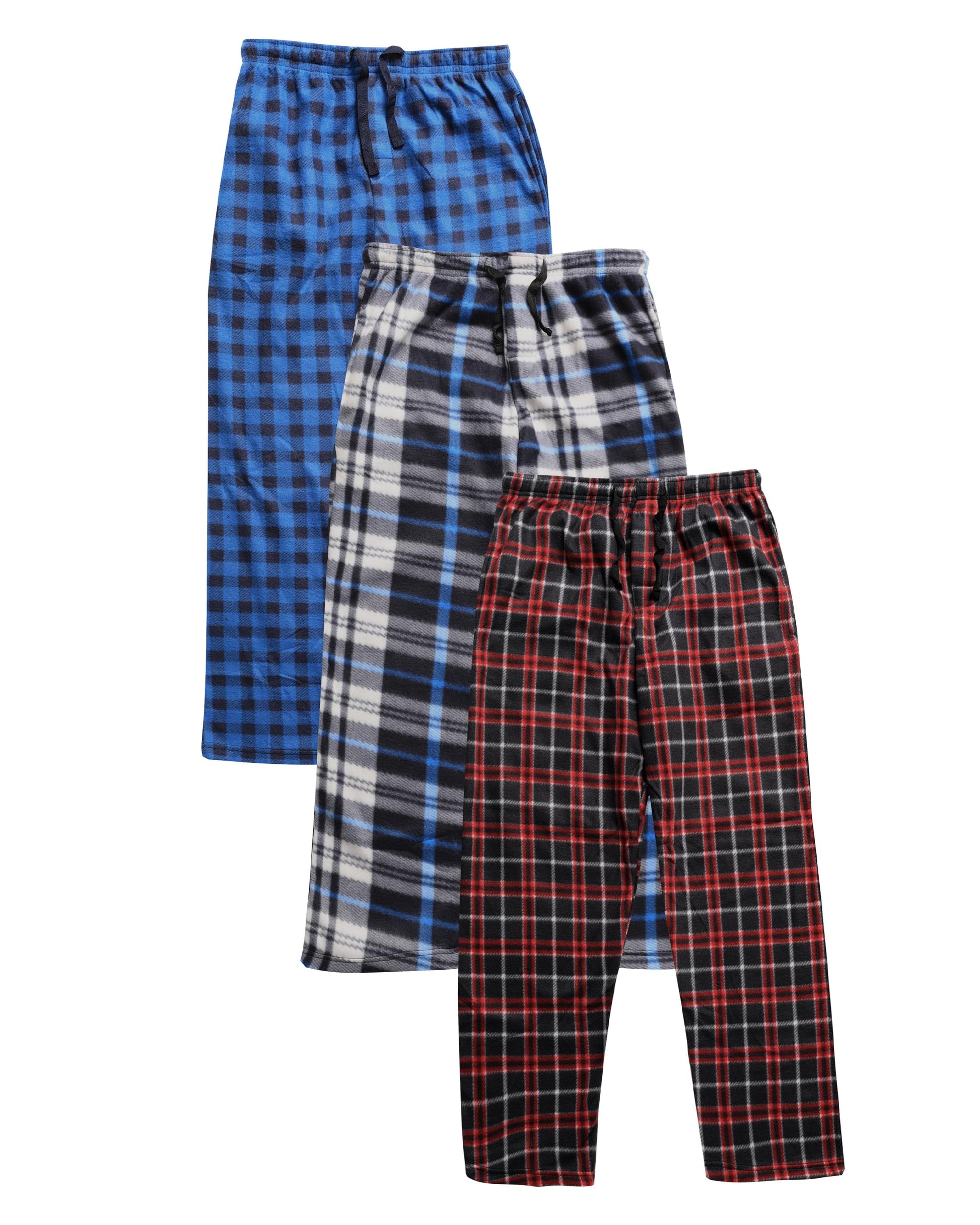 Mens Fleece Pajama Pant Plaid 3Pack