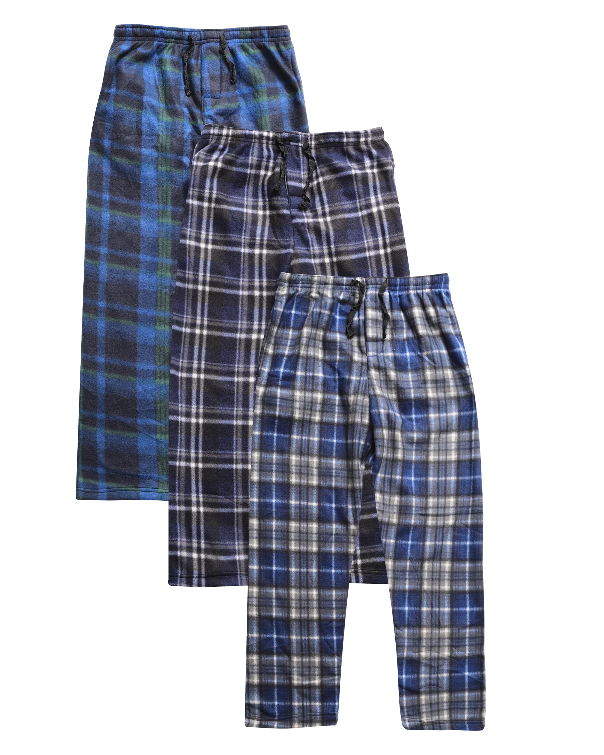 Mens Fleece Pajama Pant Plaid 3Pack