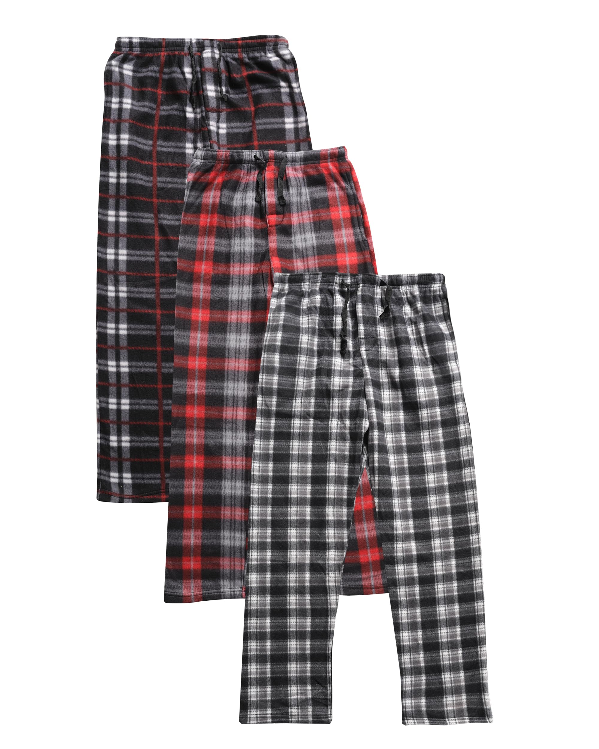 Mens Fleece Pajama Pant Plaid 3Pack
