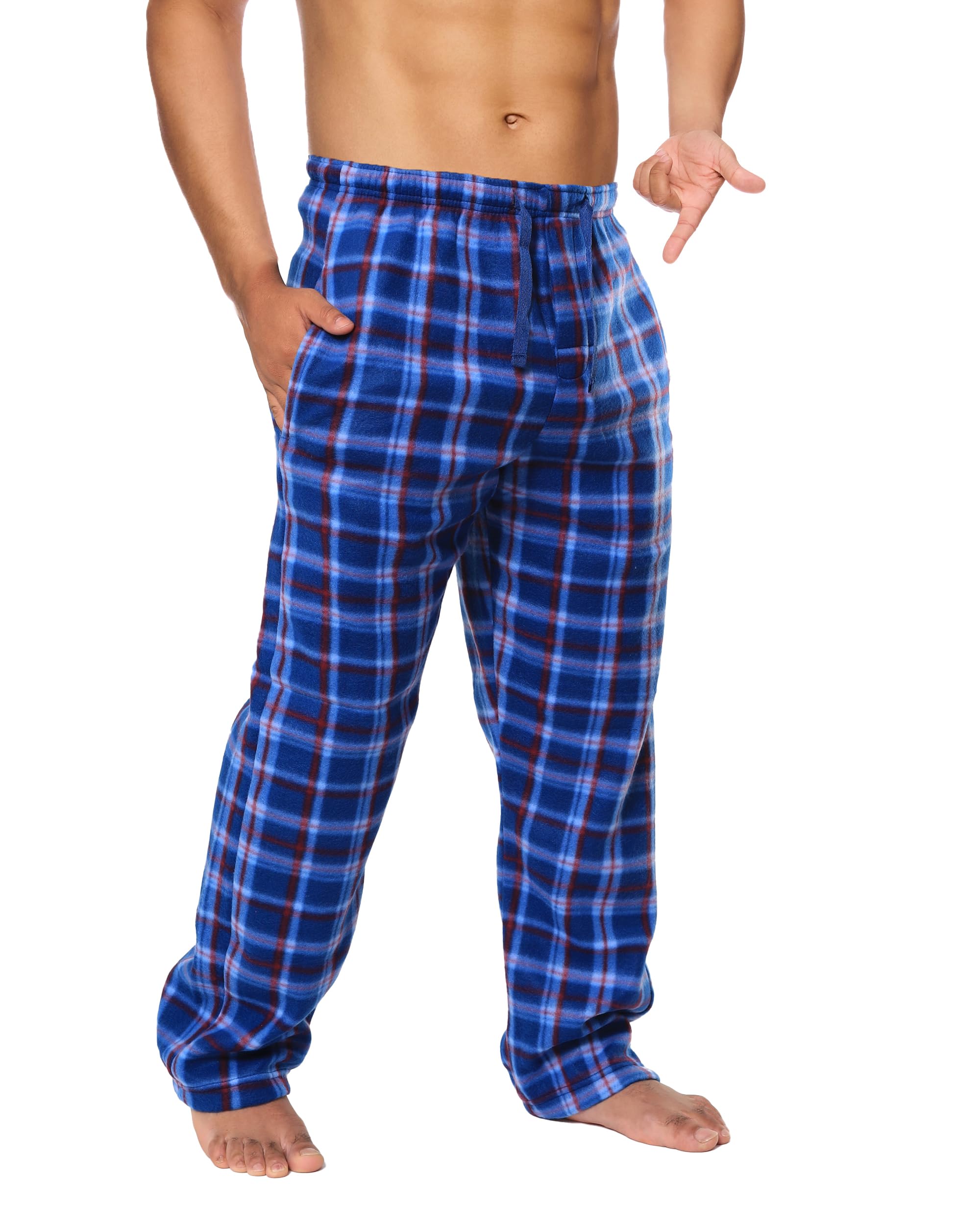 Mens Fleece Pajama Pant Plaid Single