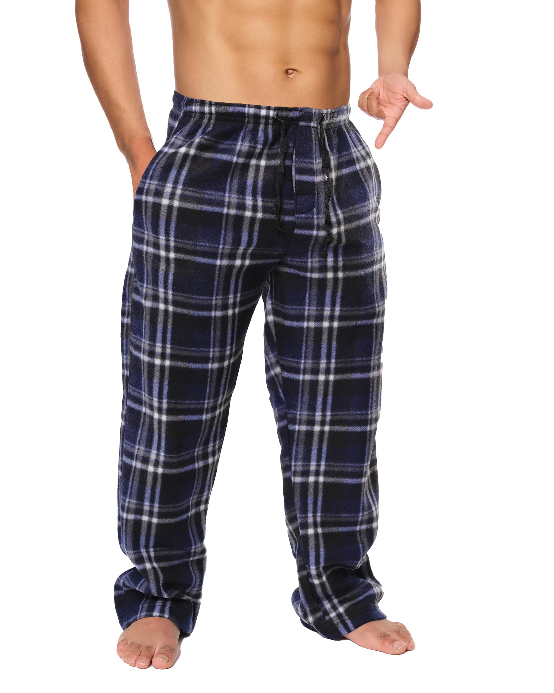 Mens Fleece Pajama Pant Plaid Single