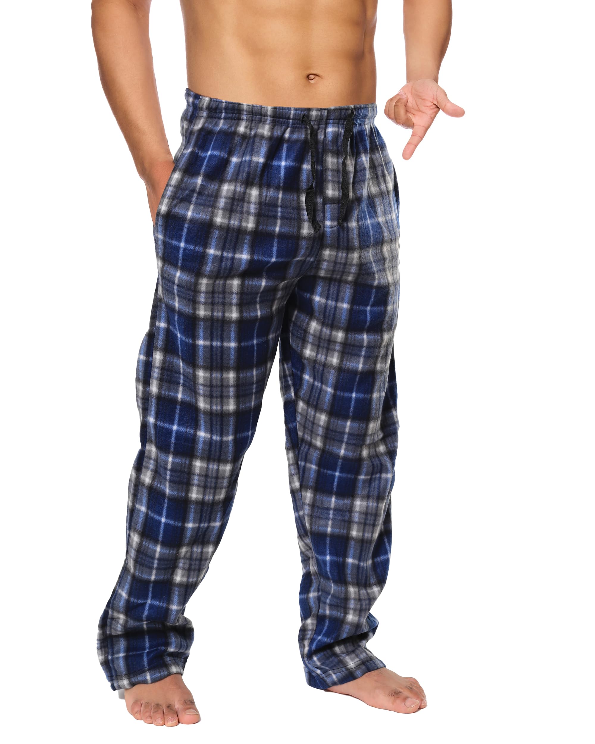 Mens Fleece Pajama Pant Plaid Single