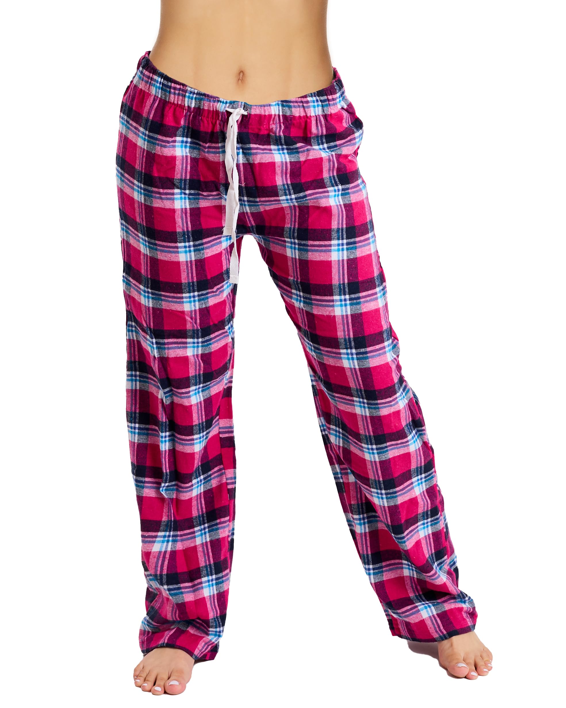Womens Cotton Flannel Pajama Pants Plaid Single