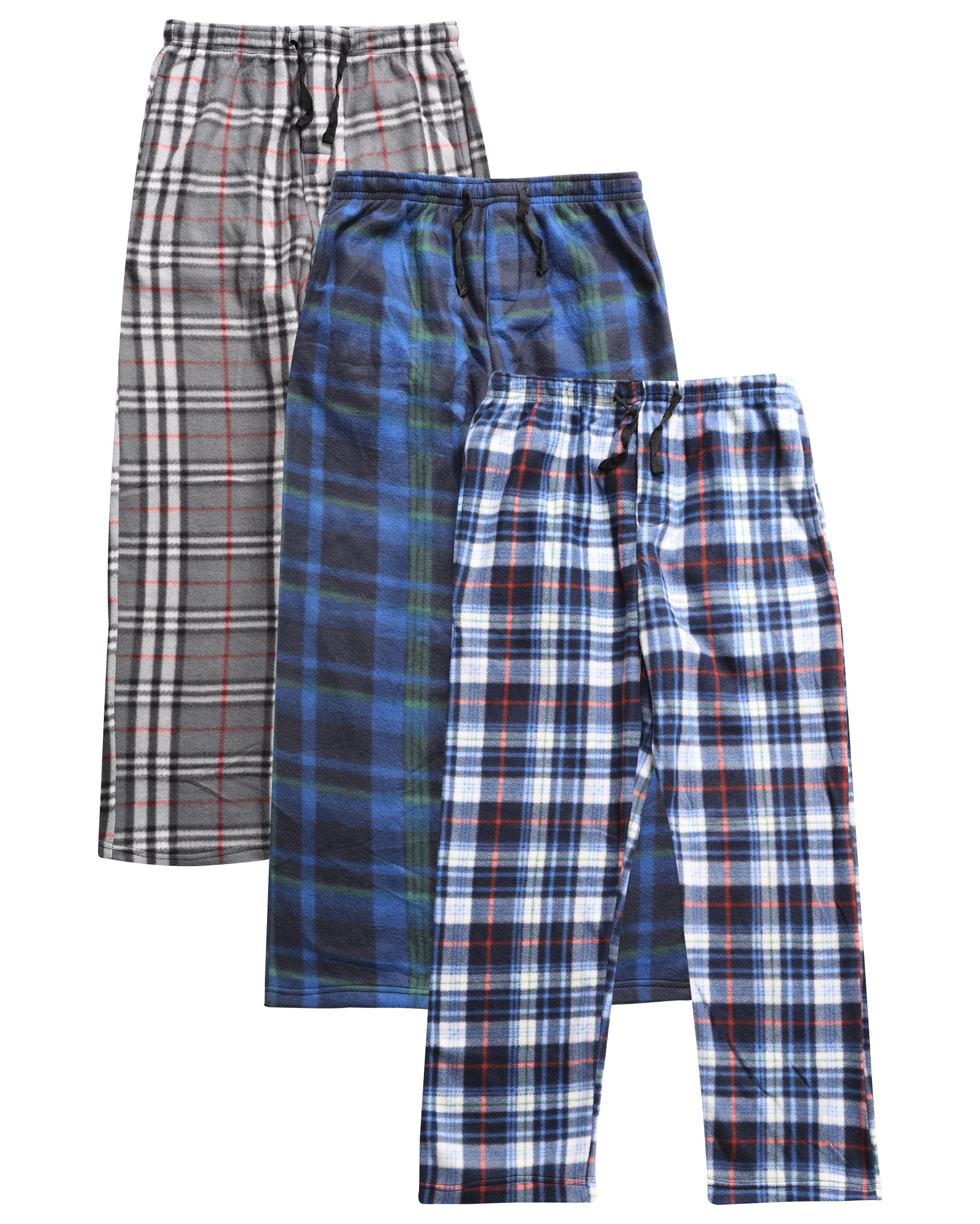 Mens Fleece Pajama Pant Plaid 3Pack