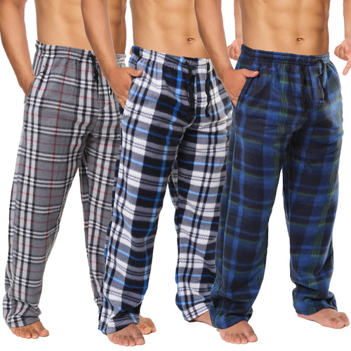 Mens Fleece Pajama Pant Plaid 3Pack